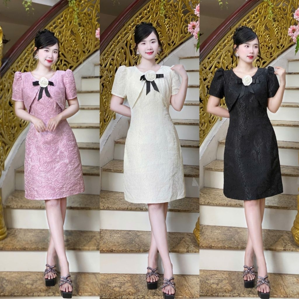 ชุดเดรสปาร์ตี้ A-Line คอปกผ้าฝ้าย tko mm 2025a