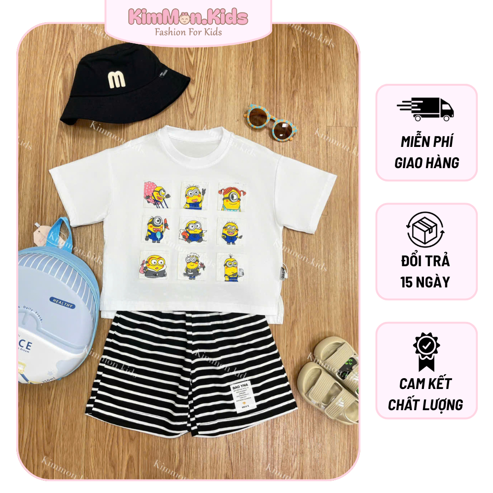 เสื้อผ้าเด็ก ชุดเด็กชาย เสื้อยืดน่ารัก พร้อมกางเกงขาสั้นลายสก๊อตผ้าฝ้าย Flaps 11-25Kg, BB2558, KIMMO