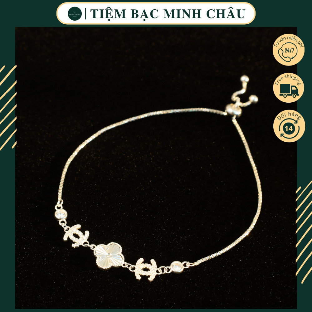 สร้อยข้อมือและกําไลผู้หญิงโคลเวอร์สี่ใบพร้อมเชือกรูดแฟชั่นระดับไฮเอนด์ S925 LRC4004