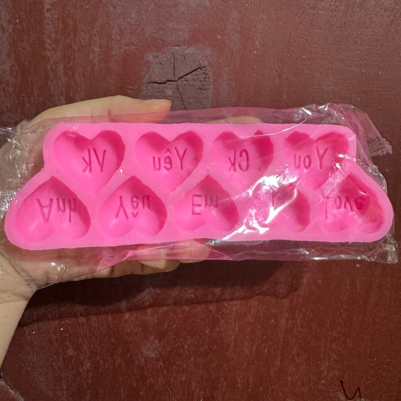 แม่พิมพ์ซิลิโคนตุ่ม 9หัวใจ i love you vk love ck i love you แม่พิมพ์ช็อคโกแลตเยลลี่ - แม่พิมพ์หัวใจ
