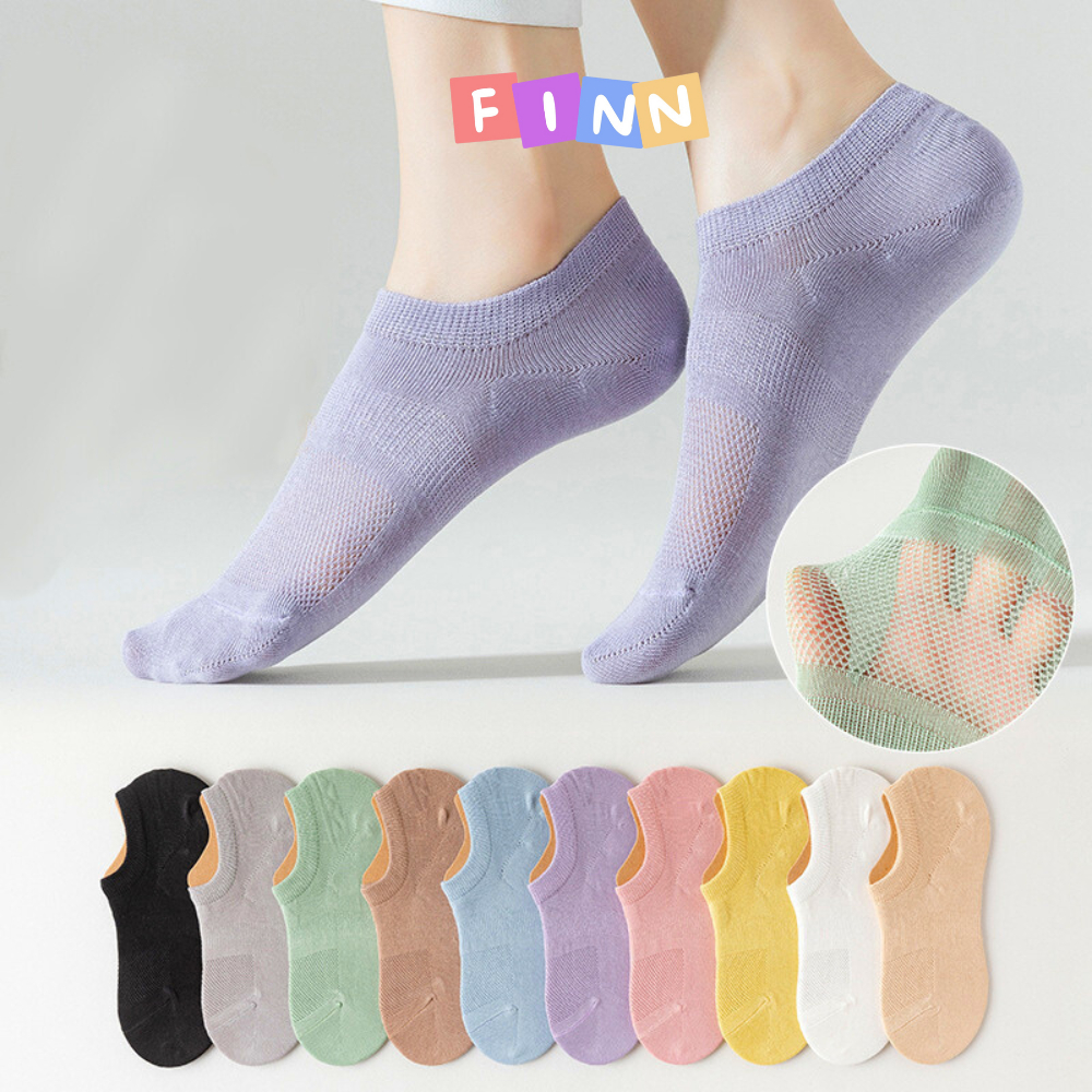 ถุงเท้าตาข่ายซ่อนสีพาสเทลระบายอากาศสําหรับฤดูร้อน_tl4