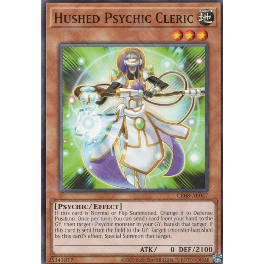 การ์ด Yugioh ของแท้ CR08-AE047 Hushed Psychic Cleric (N)