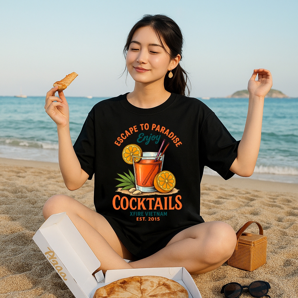 เสื้อยืด Unisex Escape To Paradise Loose Summer Cocktail | Xfire Vietnam Cotton 100%