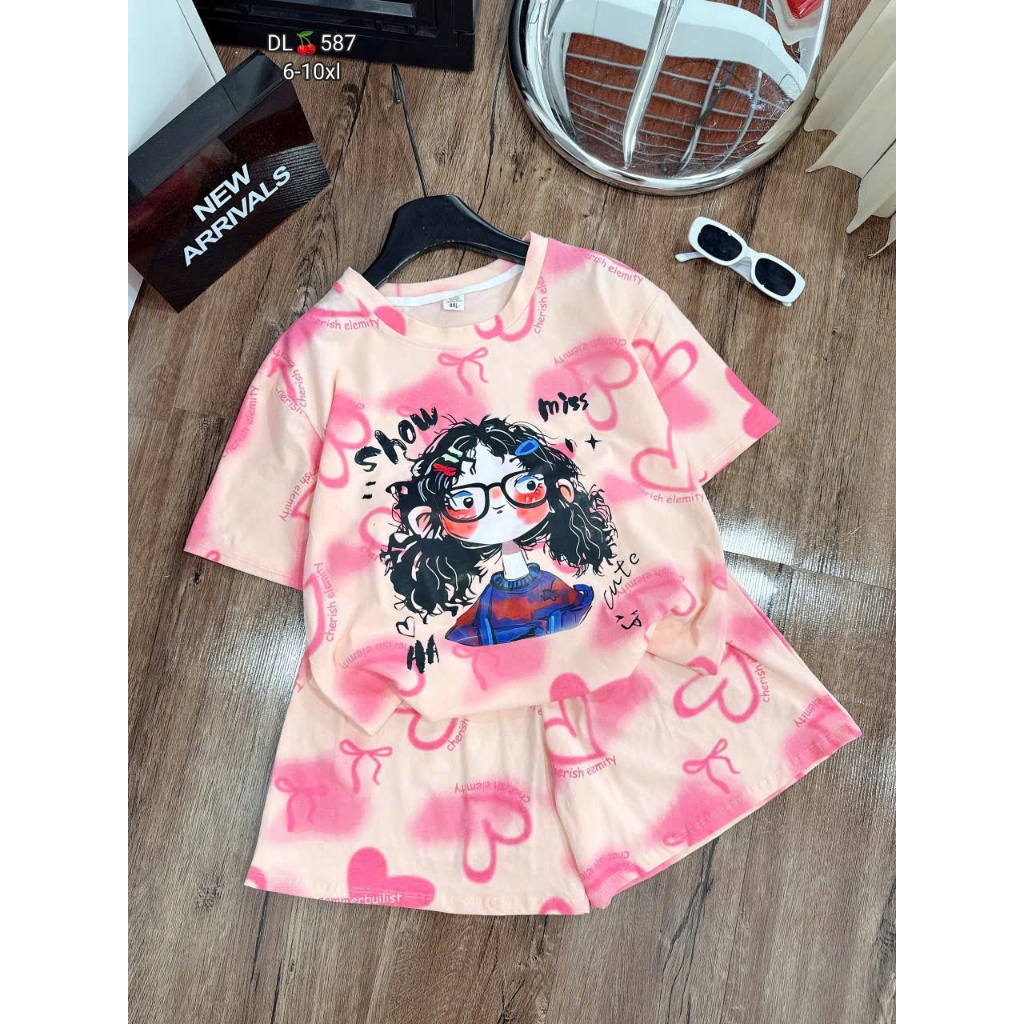 MICKY ลาย THREE HOLE เสื้อผ้าฤดูร้อนชุดเด็กผู้หญิงขนาด 9-35 กก. (QL002)