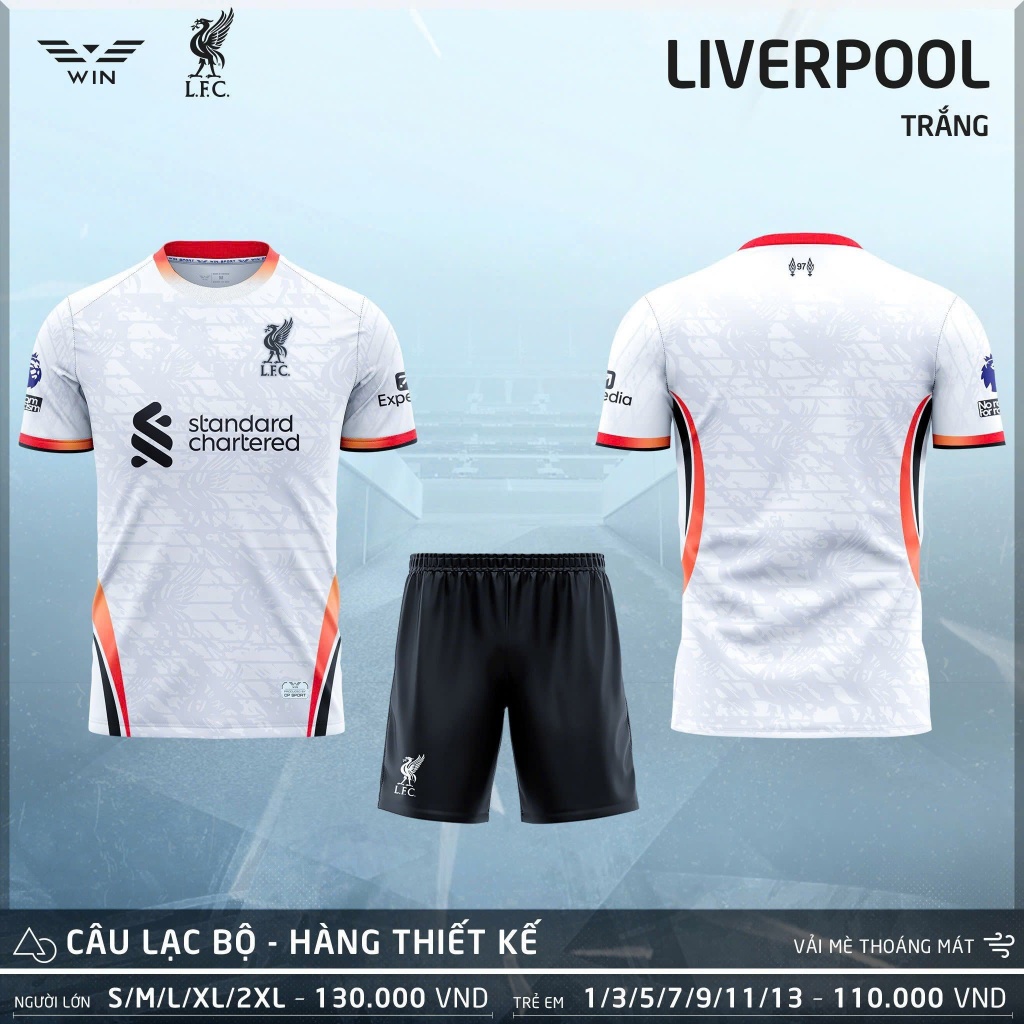 WIN SPORT - LIVER.POOL 2025 ชุดฟุตบอล - สีขาว ผ้ายืด ซึมซับเร็ว บางและเบา