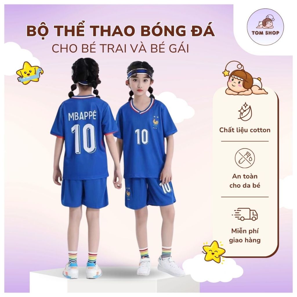 ทอมช็อป ชุดกีฬาฟุตบอลสําหรับเด็กชายและเด็กหญิงทําจากผ้าฝ้ายยืดซับเหงื่อมีทุกขนาดสําหรับเด็กโต บาท01