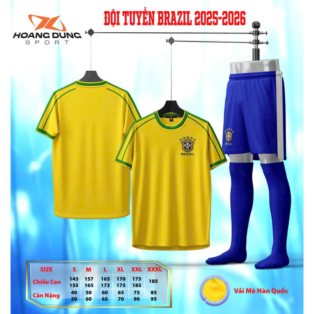 BRAZIL CLUB FOOTBALL CLOTHING สีเหลือง 2025 HD SPORT BREATHABLE STRETCH SESAME FABRIC