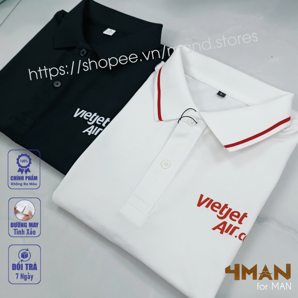 เสื้อยืด Vietjet Polo - เสื้อยืด CVC Crocodile หนาและเรียบคุณภาพสูง - สีทนทานต่อต้านริ้วรอย - 4man Storevn
