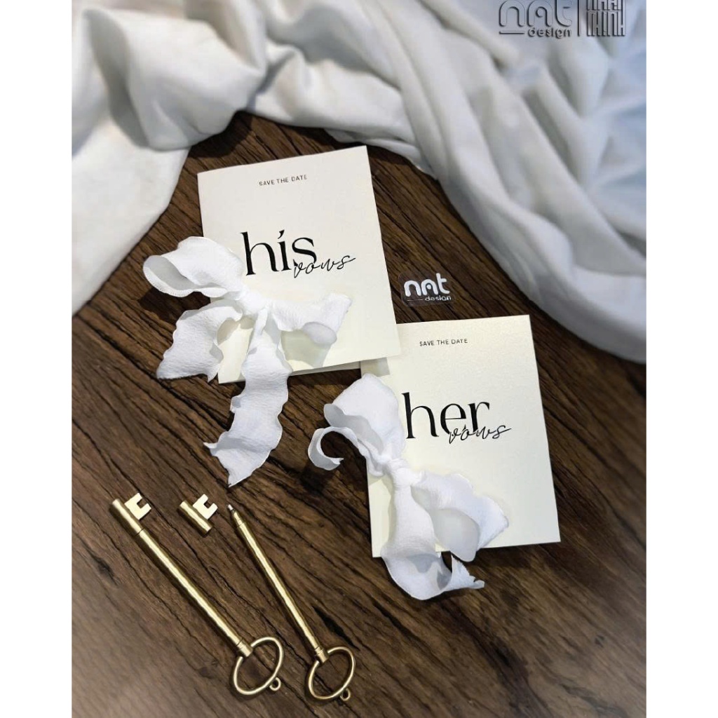 ชุดการ์ด HIS VOWS - HER VOWS • กระดาษ FRAGANT พร้อมโบว์ผ้าสั้น • NNT DESIGN [H09]