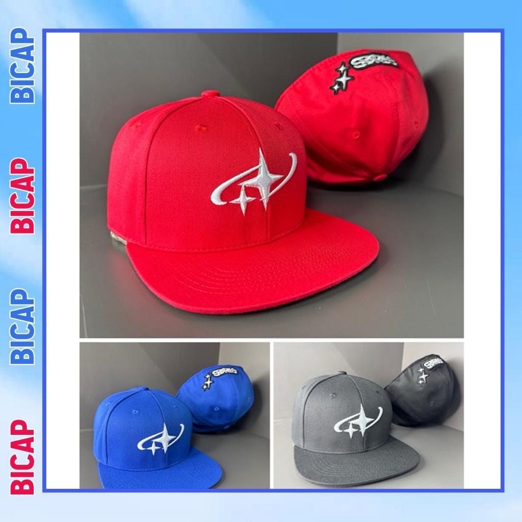 หมวกเบสบอลแบบ สแน็ปแบ็ค ด้านหลังแบบปิดสนิท, หมวกกลับด้าน unisex ปักดาวในรูปแบบแฟชั่นมาตรฐาน, หมวก drks snapback CAP434