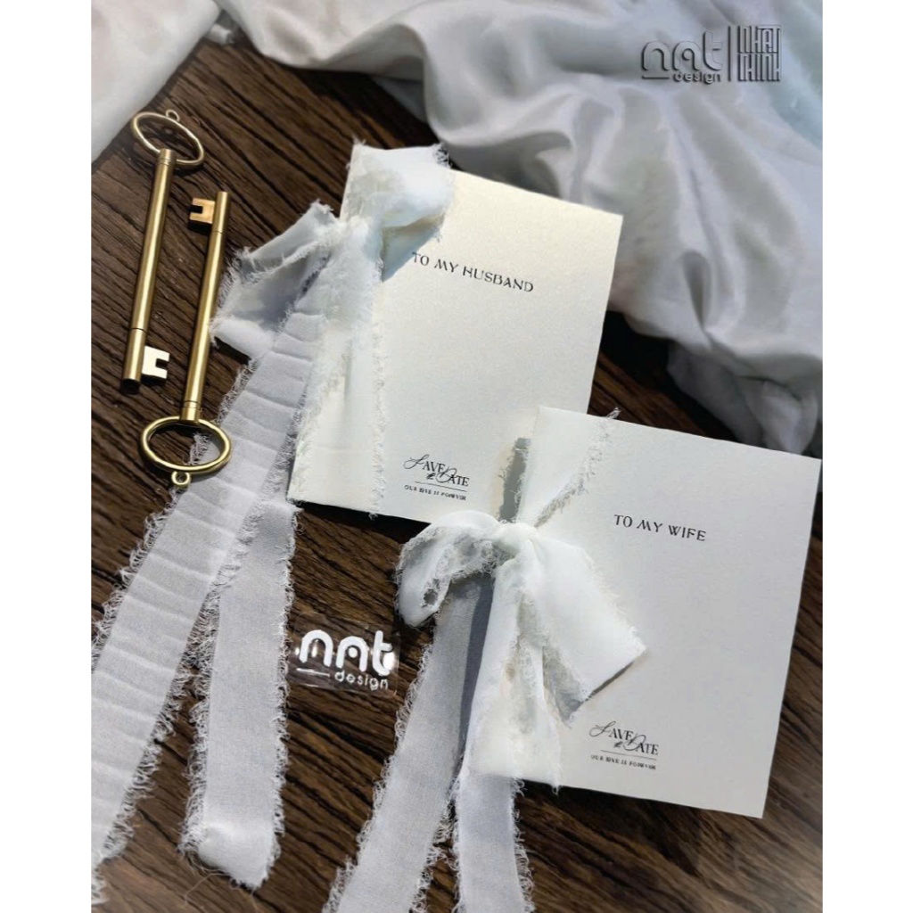 ชุดการ์ด HIS VOWS - HER VOWS • กระดาษ FRAGRANT พร้อมผ้าริบบิ้นแบบยาว • ออกแบบ NNT [H11]