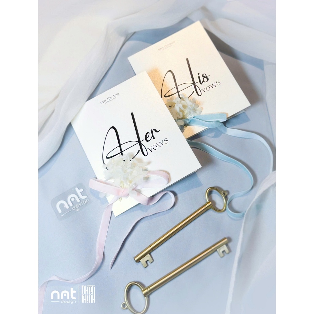 HIS VOWS CARD SET - HER VOWS • กระดาษหอมพร้อมโบว์กํามะหยี่พร้อมดอกไม้ • ออกแบบ NNT [H13]