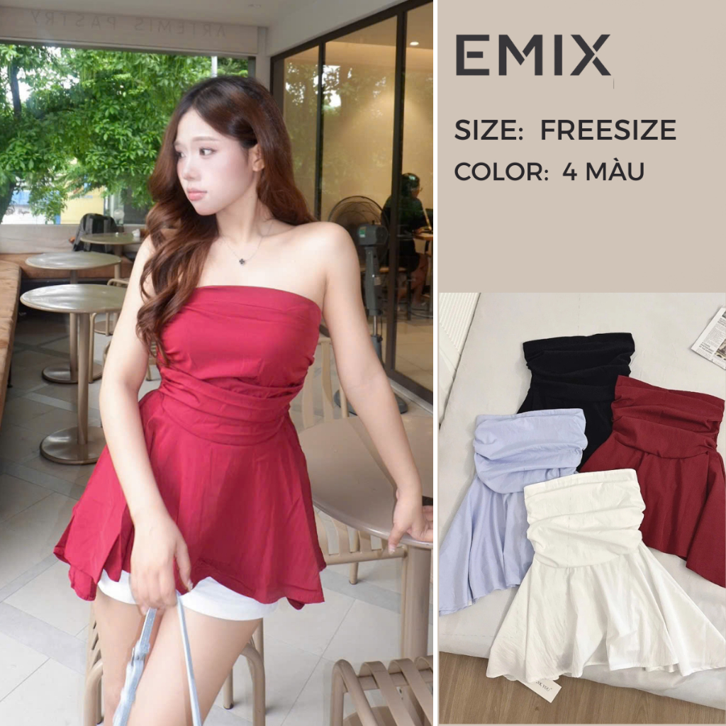 เสื้อเกาะอก Peplum หลากสีสุดน่ารักสําหรับออกไปข้างนอกชายหาด Emix Aoquai592 P8K7