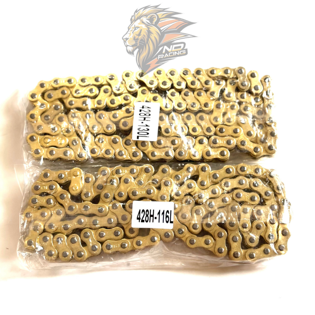 โซ่สีทอง 10 มม. (428ชม.) 116–130 ตา – โซ่รถจักรยานยนต์ที่ทนทานสําหรับ Sirius, Wave, Exciter, Winner
