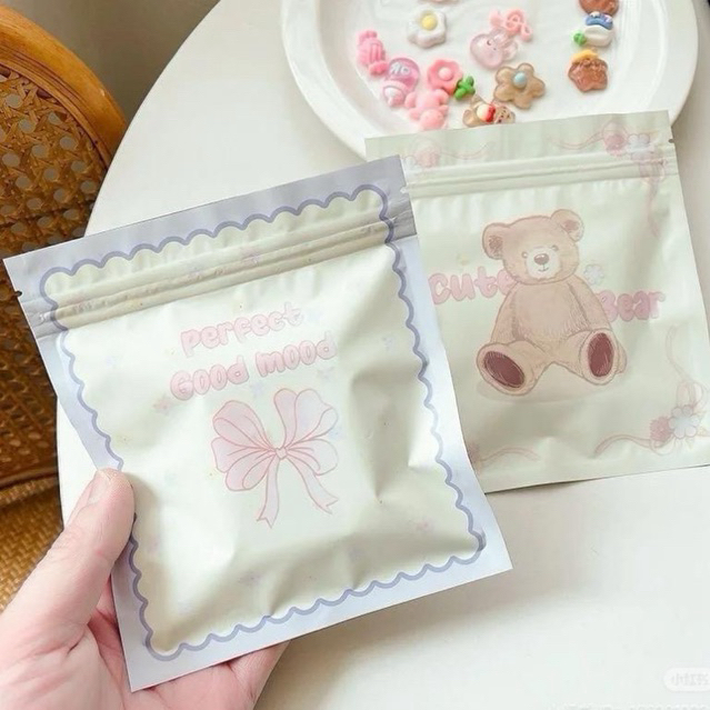SET 5 Square Bow Zip Bags for Blind Bags, Gift Bags ขนาด 13x14,7cm - Reply97s