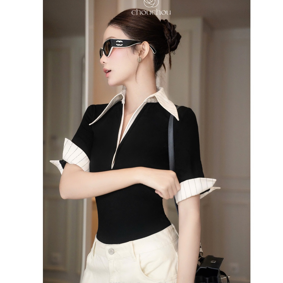 สินค้ามาตรฐาน Chou Chou LINLUXE LONG STRIPED CREAM PANTS