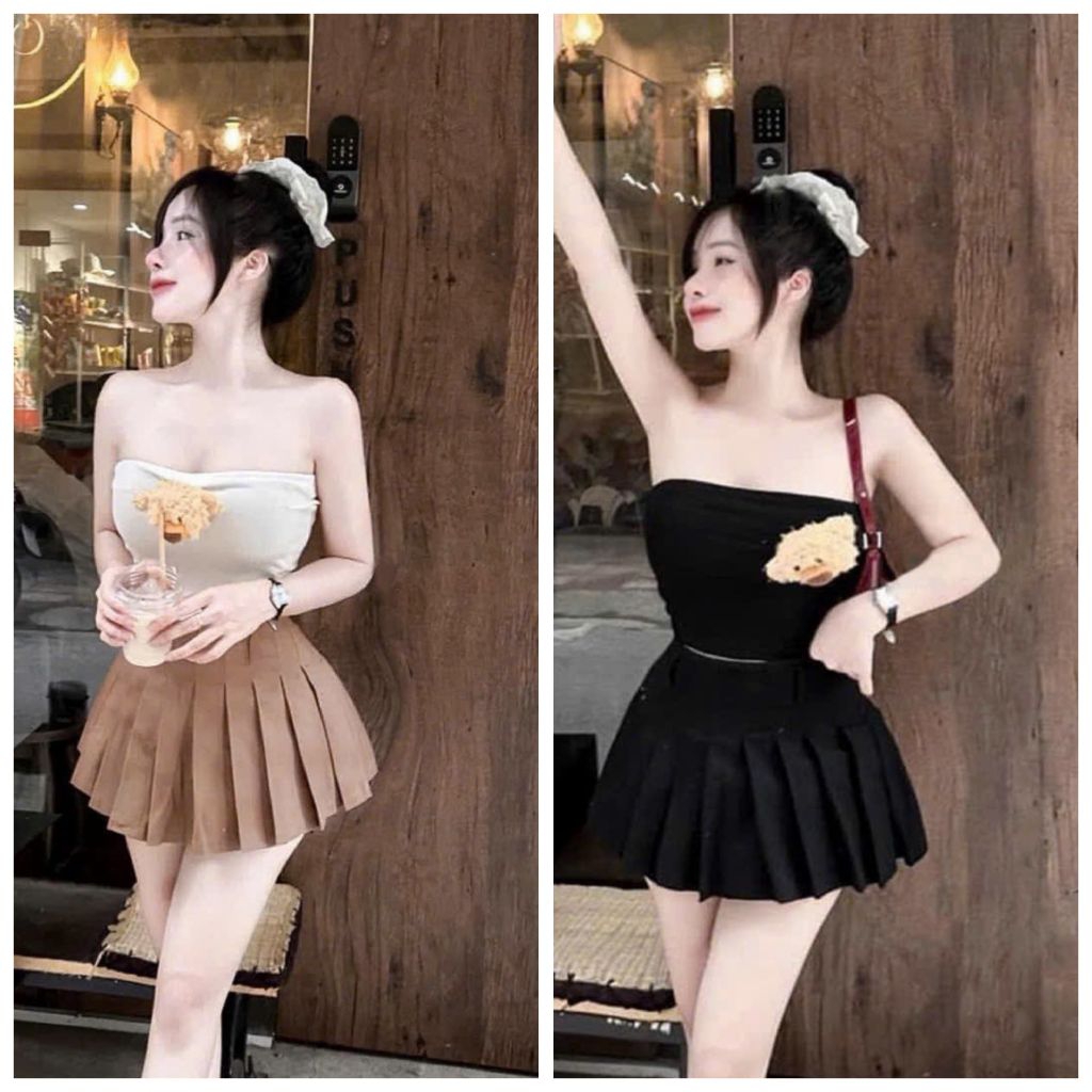 ชุดเสื้อกล้าม+กระโปรงเทนนิสน่ารัก