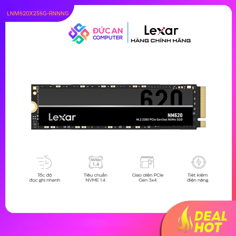 LEXAR NM620 256GB SSD ฮาร์ดไดรฟ์ – M.2 2280 PCIe Gen3 x4 (อ่าน 3000MB/s - เขียน 1300MB/s) - (LNM620X