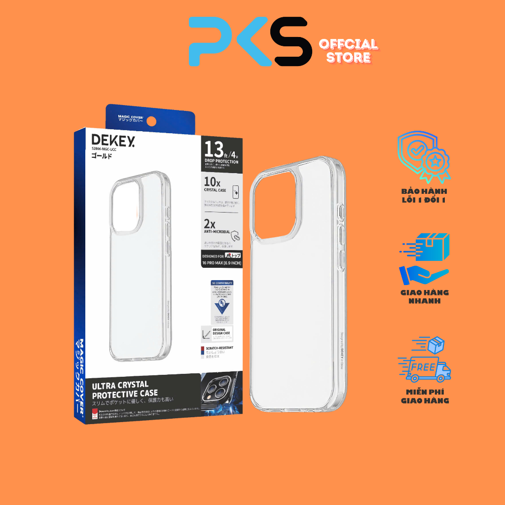 DEKEY Ultra Crystal Premium Case สําหรับ iPhone 14/15/16 – กันกระแทก 4 มุม, สีเหลืองจํากัด, โปร่งใส,