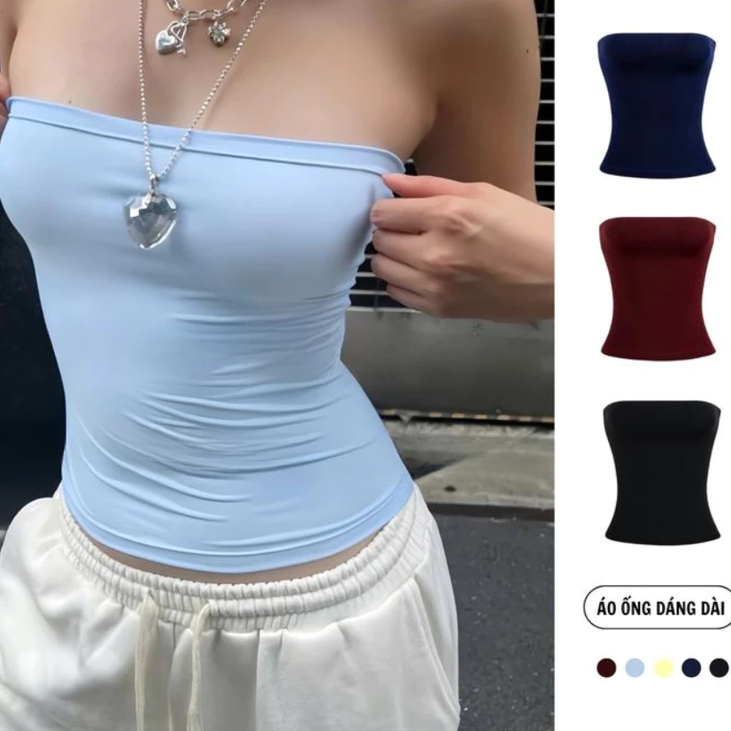 Basic Bodycon Plain Tube Top หลากสีทําจากผ้าฝ้ายบางเย็น M230 - Kenco.clothing_Saigon