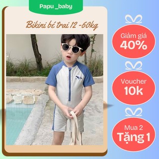 Bộ bơi bé trai Papu baby mẫu hello cá liền thân cho bé đi biển , đi bơi 8-28kg