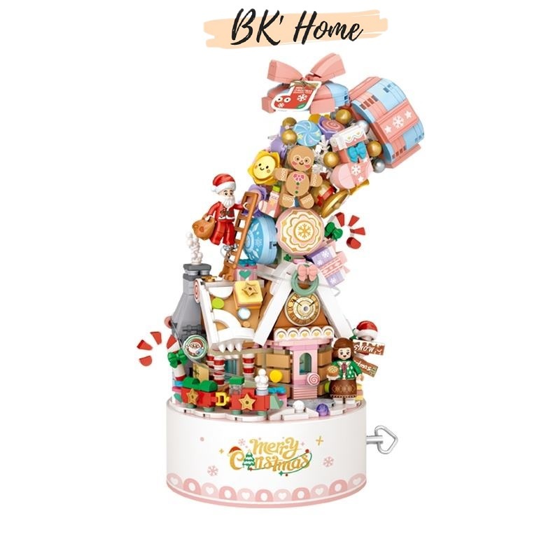 LOZ mini LOZ บล็อกตัวต่อประกอบของเล่น โมเดล Merry Christmas พร้อมการเคลื่อนไหวของดนตรี 1957