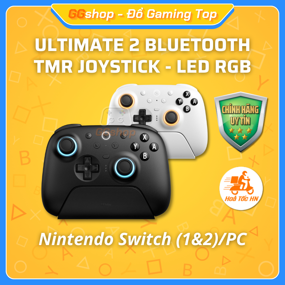 8BitDo Ultimate 2 Bluetooth TMR Controller สําหรับ Nintendo Switch/PC พร้อมแท่นชาร์จ