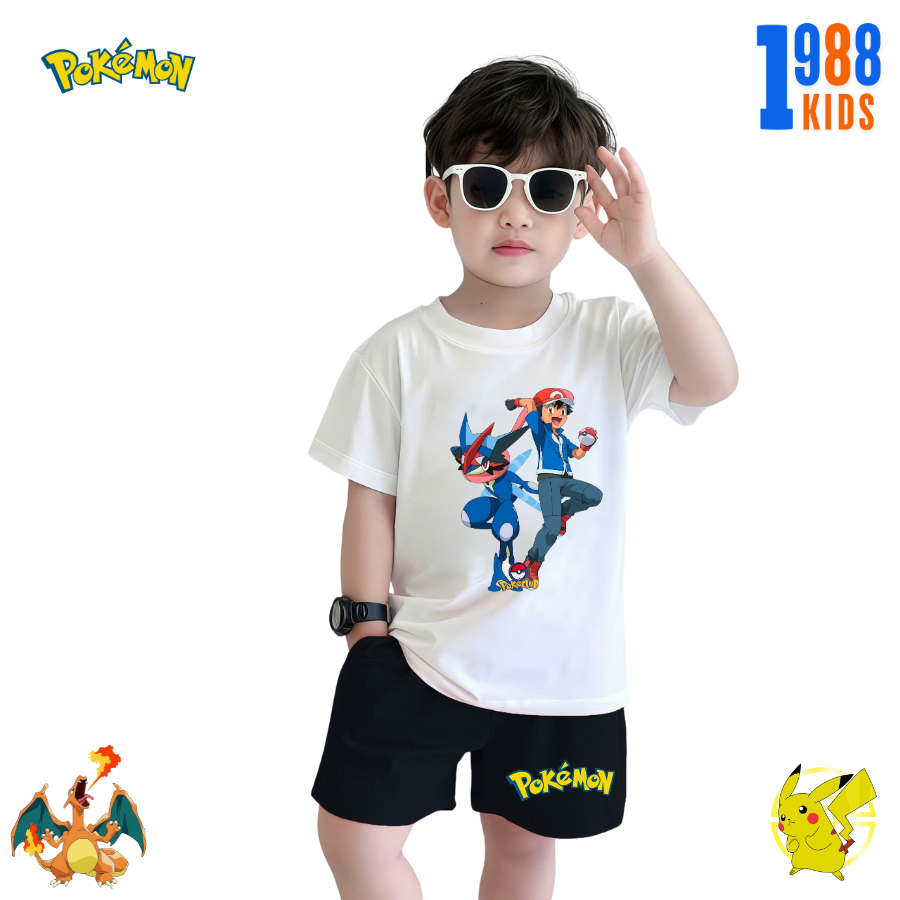ชุดเสื้อยืดเด็กชาย Cotton พร้อมโปเกมอนในตํานาน Gekkouga Meutow...สุดเท่ สําหรับเด็กทารกตั้งแต่ 15-40