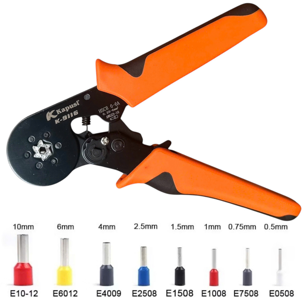 Kapusi HSC8 6-4A คีมสี่เหลี่ยมปรับเองและหัว cos คละ 1200 หัว คีมคอสพิน