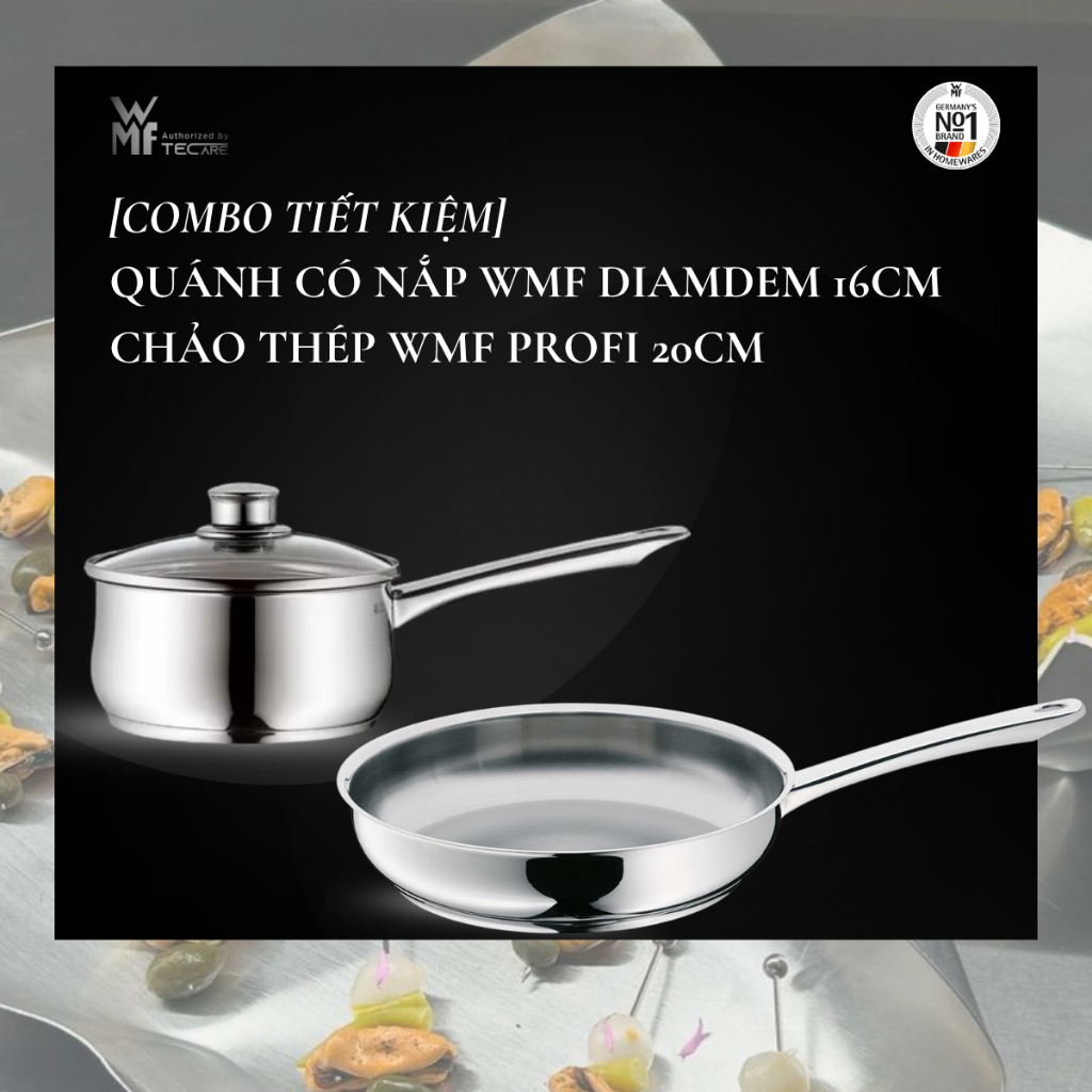 [SUMMER COMBO] กระทะ WMF พร้อมฝาปิด Diadem 16cm & กระทะเหล็ก Profi 20/24/28cm