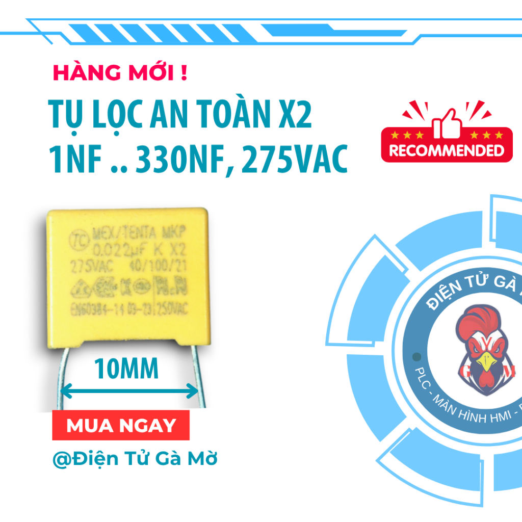 [5 CON] ตัวเก็บประจุกรองน้ํานิรภัย X2, 1nF 3.3nF 10nF 22nF 33nF 47nF 100nF 220nF 330nF, Pin Spacing 