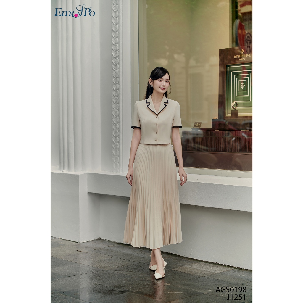 Emspo เสื้อนักข่าวผู้หญิง ทรงยาวปานกลาง คอปก ติดกระดุม AGS0198 เดิน J1251