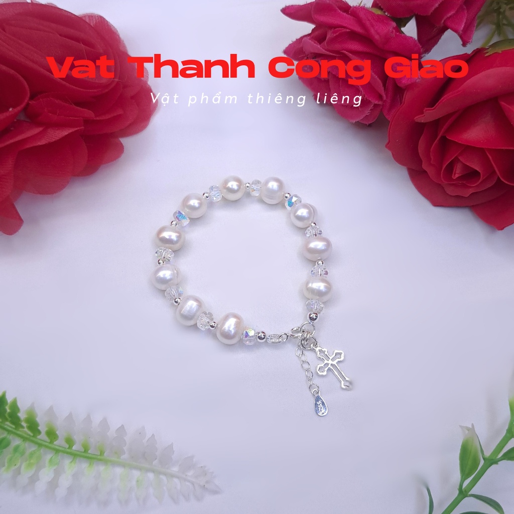 [ของขวัญที่มีความหมาย] สร้อยข้อมือและกําไลลูกประคําชายสีขาวผสมเงิน ส925 | นักบุญคาทอลิก