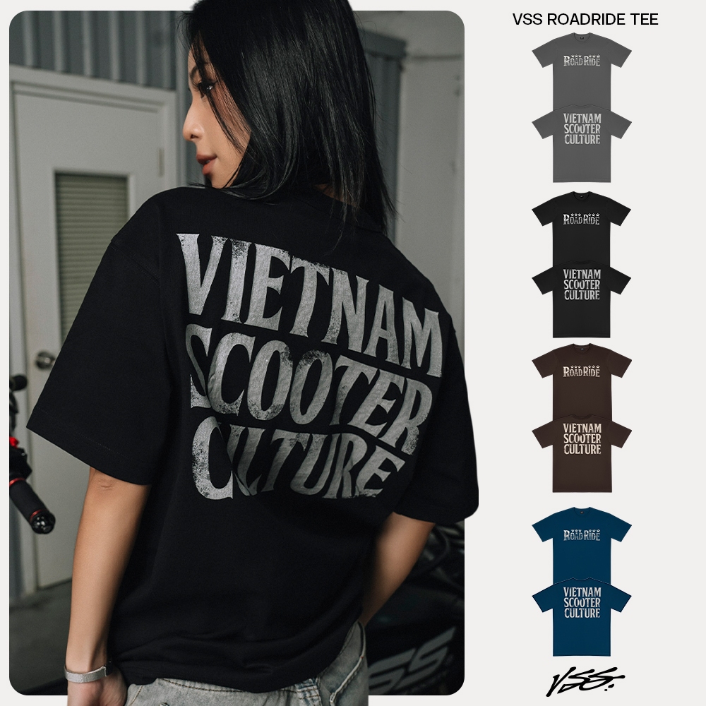 เสื้อยืดผู้ชายและผู้หญิง VSS ของแท้ ผ้าคอตตอน 2 ทาง Cool ปลายแขนหลวม พิมพ์ลายตัวอักษรเวียดนาม - VAT0
