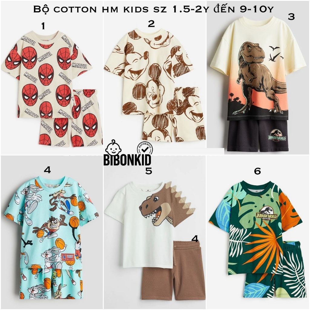 [Bibonkid] ชุดกางเกงขาสั้นผ้าฝ้ายสําหรับเด็กชายใหญ่ HM US/ES/JP จาก 1.5-2y ถึง 9-10y