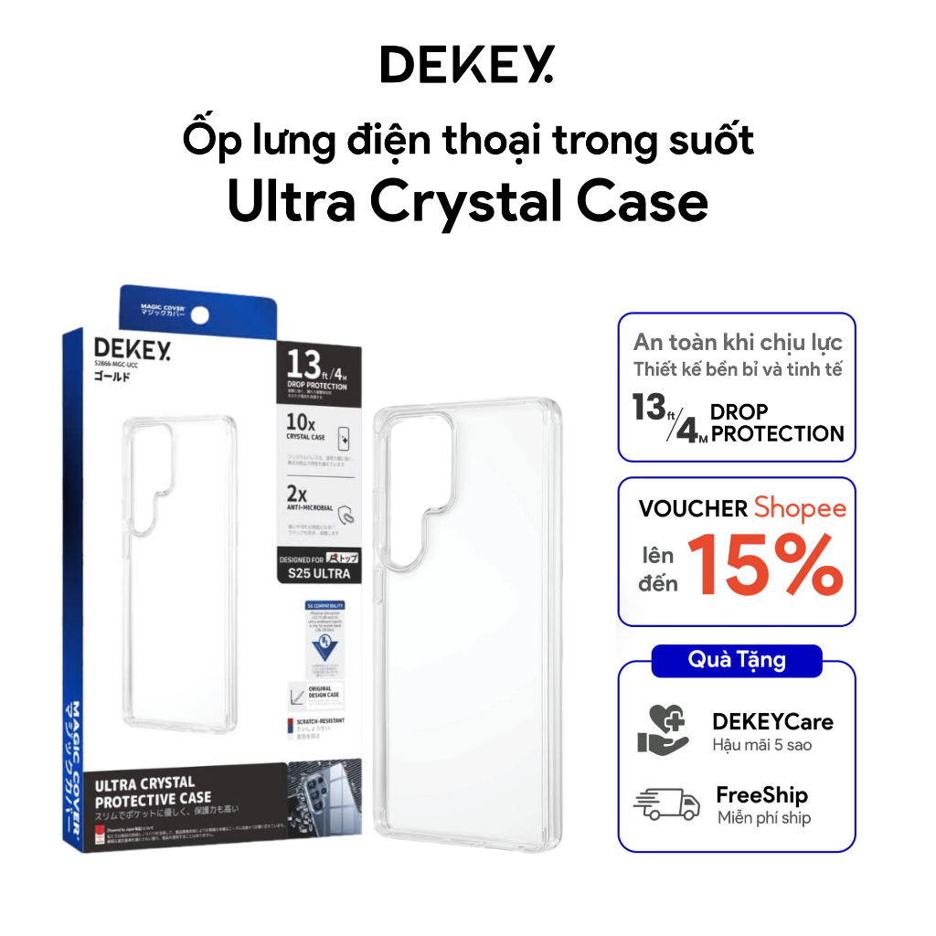 DEKEY เคส Samsung S24Ultra S25Ultra ทําจากพลาสติกใส Anti-Smudge/Shock เคสโทรศัพท์ป้องกัน