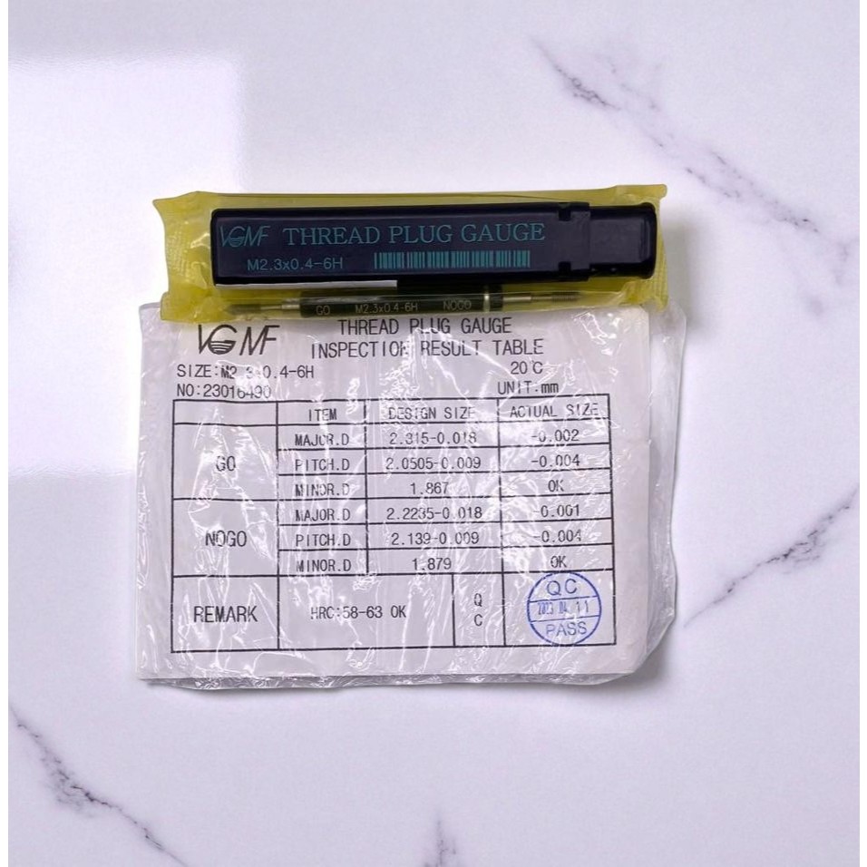 CLEAR THREAD CONTROL - M2.3x0.4 - M2.5x0.45 - ยี่ห้อ VGMF – GO/NOGO - ครีมนวดผมเสา - ครีมนวดผมรู