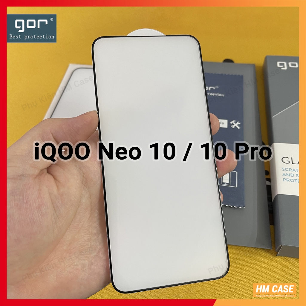 กระจกนิรภัย GOR 9D สําหรับ iQOO Neo 10 / Neo 10 Pro – เต็มหน้าจอ, ขอบสีดํา, ป้องกันลายนิ้วมือ, ความแ