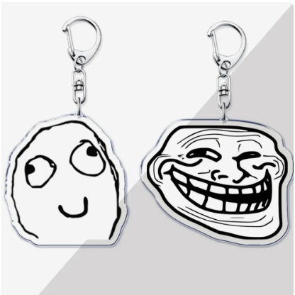 Fun Troll Face No Me Gusta Rage Face Forever Alone พวงกุญแจทําจากอะคริลิคใส