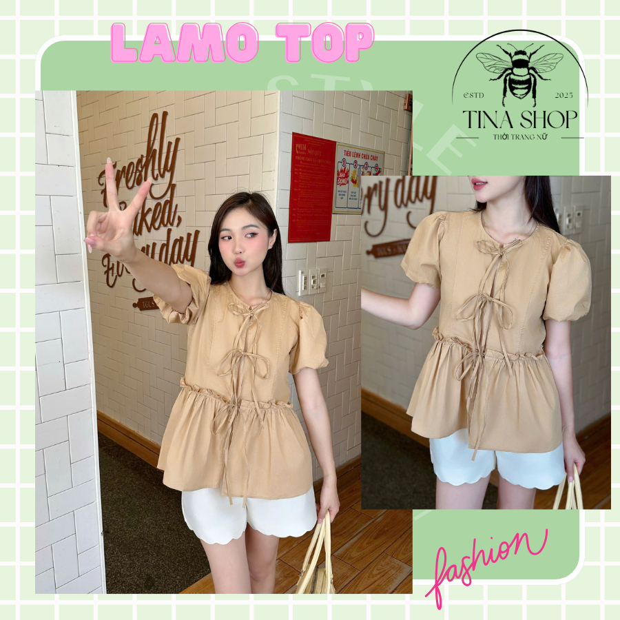 BABYDOLL SHIRT WITH LIGHT Puff Sleeves - TINA SHOP - LAMO TOP