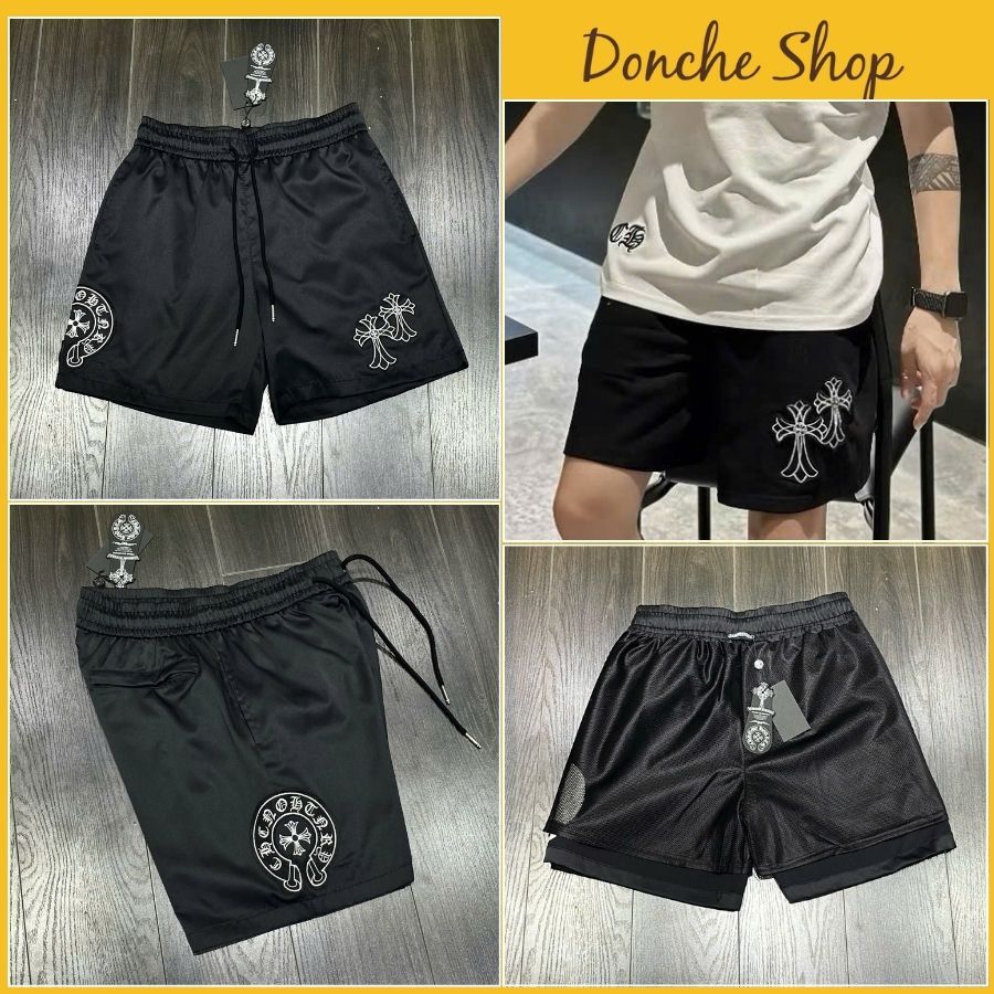 กางเกงขาสั้น Chorme Hearts ปักลาย 2 ด้าน สวยสุดๆ - CH กางเกงขาสั้นผู้ชายและผู้หญิงคุณภาพสูงลม 00711