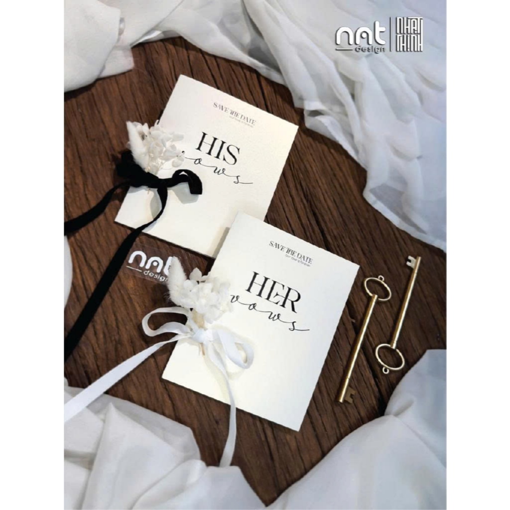 HIS VOWS CARD SET - HER VOWS • กระดาษหอมพร้อมโบว์กํามะหยี่พร้อมดอกไม้ • ออกแบบ NNT [H08]
