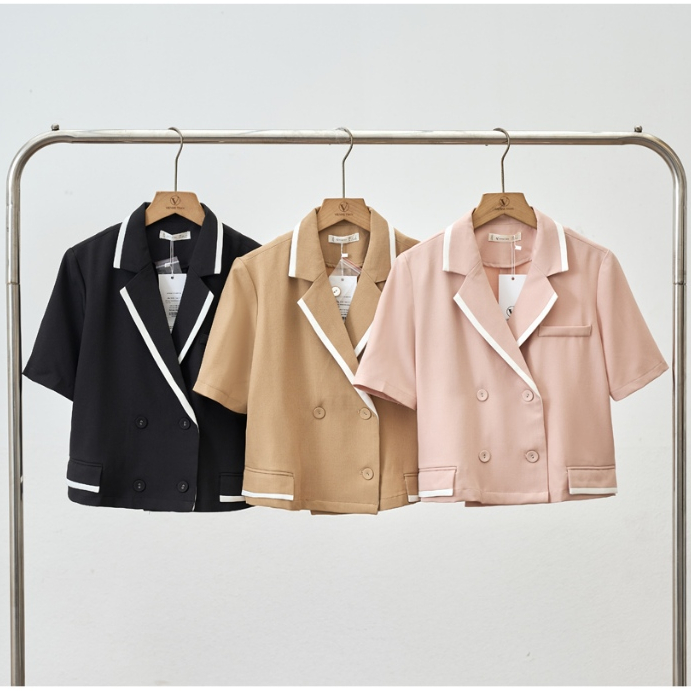 เสื้อกั๊กคอปก 2 lapel พร้อมตัดแต่งเสื้อครอป VIEN TRAN V65D25H004