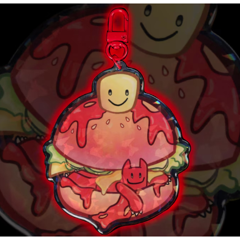 Roblox Forsaken C00lkidd พวงกุญแจเบอร์เกอร์ || พวงกุญแจอะคริลิคโฮโลแกรม 4 นิ้ว!