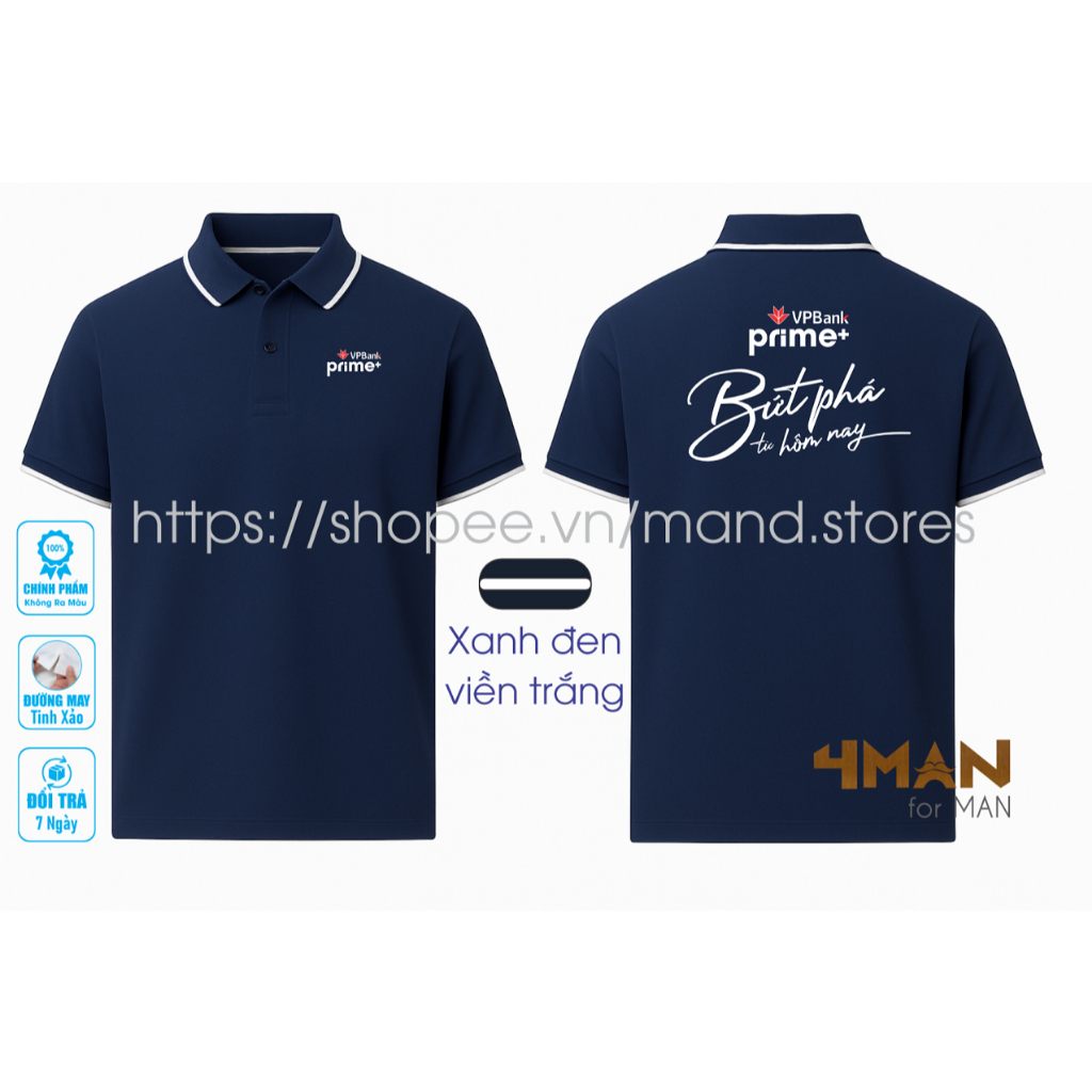 เสื้อยืดโปโล VPBank Prime+ - ขาดจากวันนี้ - เสื้อยืด Premium CVC Crocodile หนา เนียน Cool - 4Man Sto