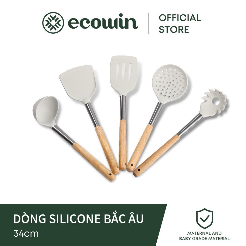Ecowin ไม้พายซิลิโคนอาหารปลอดภัยไม่ติดซิลิโคนอุปกรณ์ทําอาหารทนอุณหภูมิสูง