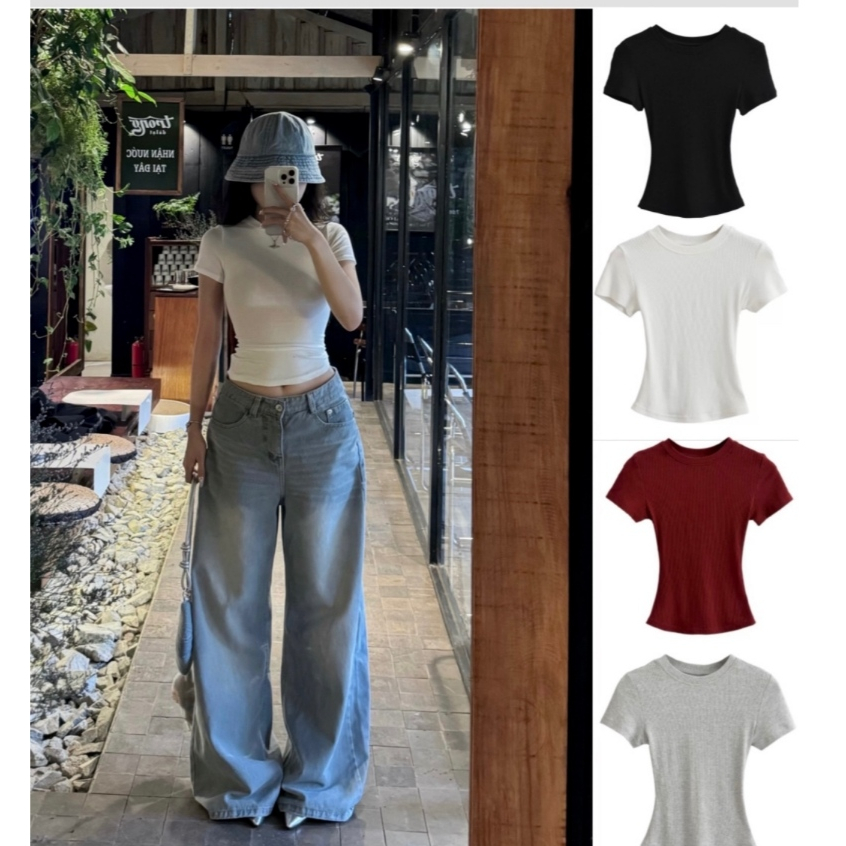 [ SLIM TEE] เสื้อยืด DANAJI Baby Tee กระชับสัดส่วน วัสดุยางยืดเย็น M208