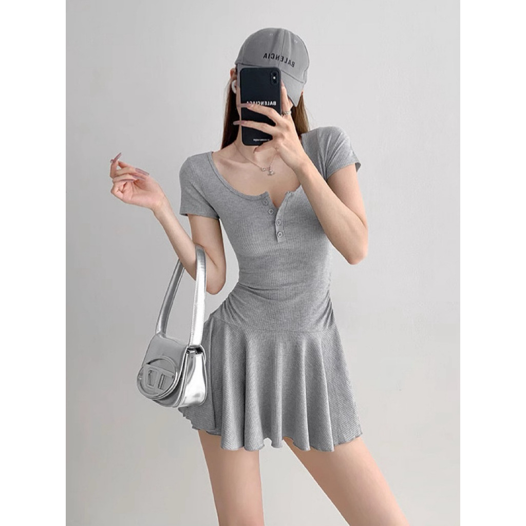 PQ flare - ชุดกระโปรง Flared Zip (พร้อมกางเกงป้องกัน) เพื่อทําให้หุ่นดีตั้งแต่ 42-52kg