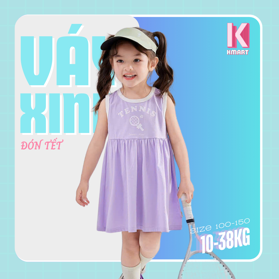 KM07 - KMART ชุดเดรสผ้าฝ้ายเด็กผู้หญิงสไตล์สปอร์ต