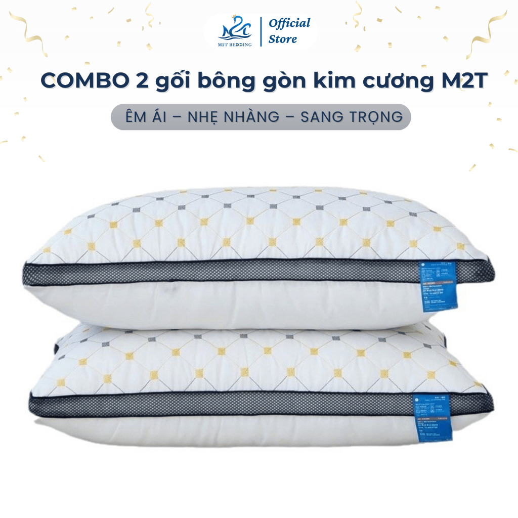 COMBO หมอนผ้าฝ้ายเพชร M2T BEDDING 2 ใบ ขนาด 46x70ซม.